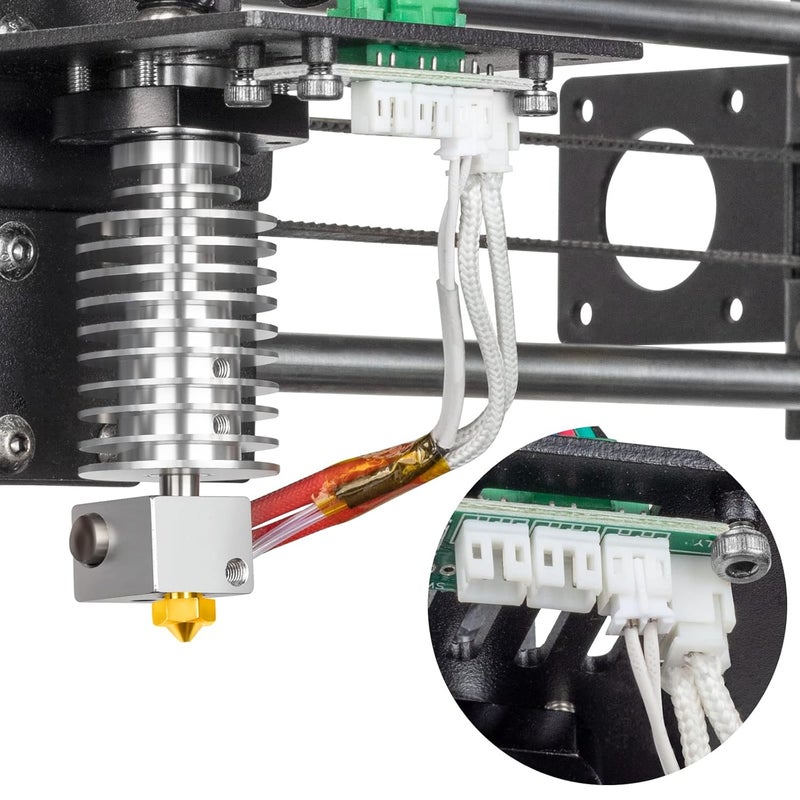 UniTak3D Metal V5 J-Head Hotend with 0.4mm Brass Nozzle Support High Temperature Compatible with Anycubic I3 Mega S X Series 3D Printer 12V 40W - Image 2
